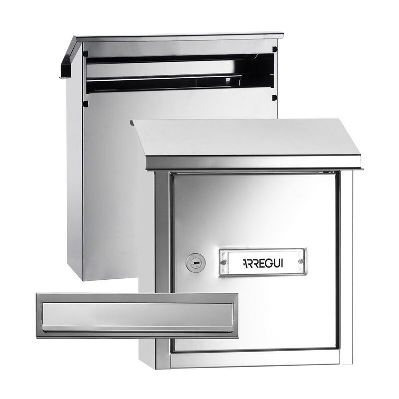 Arregui - V4037 Komplettes Durchwurfbriefkasten Pack. Einwurfblende + Mauerdurchwurf Briefkasten. Briefschlitz Abdeckung und hinterer Briefkasten aus
