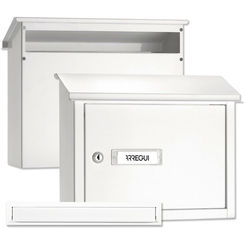 Arregui - V4081 Komplettes Durchwurfbriefkasten Pack. Einwurfblende + Mauerdurchwurf Briefkasten. Briefschlitz Abdeckung und hinterer Briefkasten aus