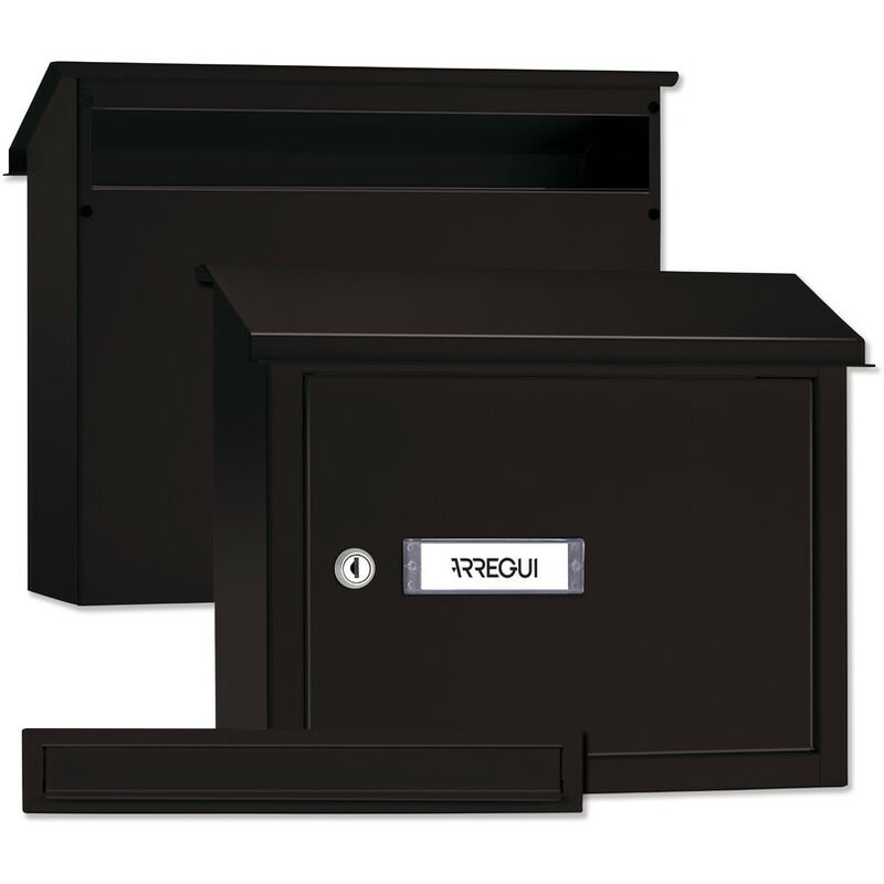 Arregui - V4084 Komplettes Durchwurfbriefkasten Pack. Einwurfblende + Mauerdurchwurf Briefkasten. Briefschlitz Abdeckung und hinterer Briefkasten aus