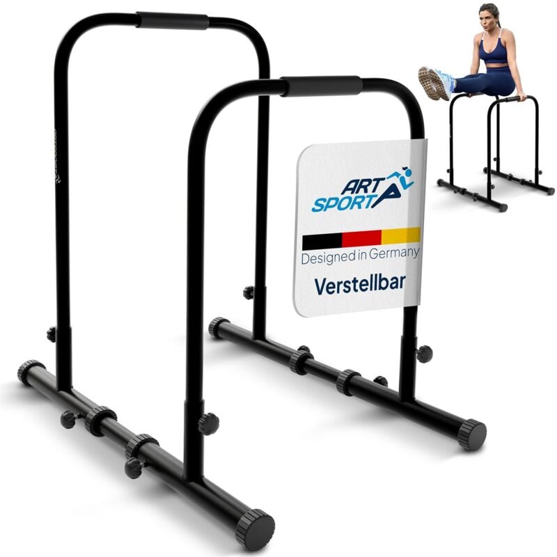 Artsport - Dip Barren - Dip Station bis 500 kg belastbar - Liegestützgriffe - Fitness Stange verstellbar - Liegestütze - Push Up Bar Zuhause - Schwarz