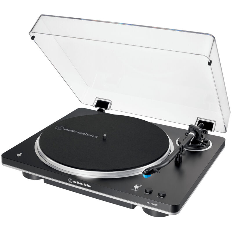 Audio-Technica AT-LP70XBT Audio-Plattenspieler mit Riemenantrieb Schwarz, Silber Vollautomatisch