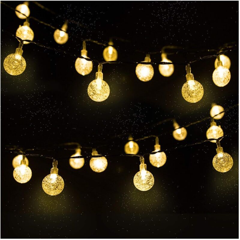 Außen-Solar-Lichterkette, 4,5 m 30 LED Kristallkugel-Lichterkette mit 2 Beleuchtungsmodi, Weihnachtsbeleuchtung für Baum, Garten, Terrasse, Balkon,