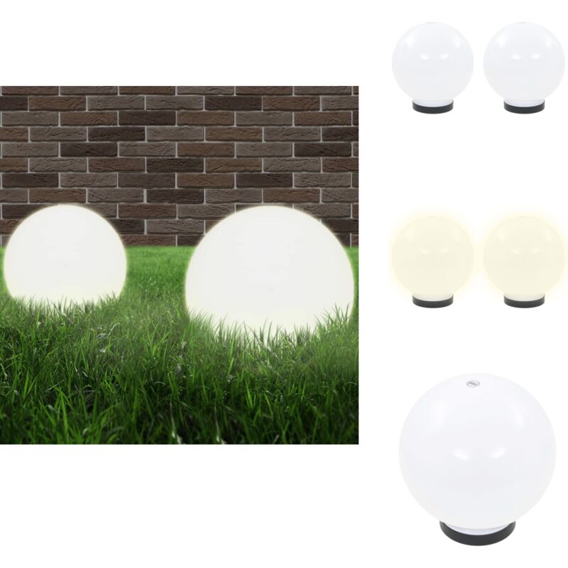 LED-Gartenleuchten 2 Stk. Kugelförmig 20 cm pmma - led Gartenleuchte - Outdoor Beleuchtung - Gartendeko - Lampenschirm Weiß - Kunststoff Gartenlicht