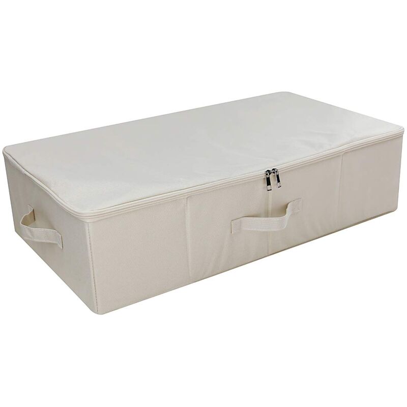 Aufbewahrungsbox unter dem Bett, Aufbewahrungsbox für Kleidung, Bettdecken, Kissen, Beige