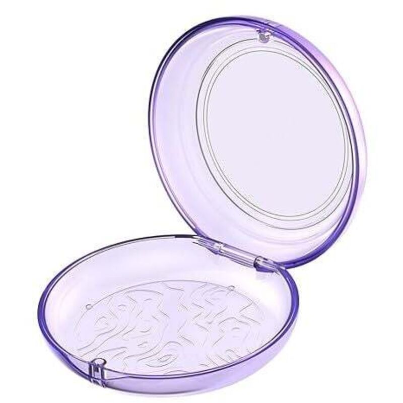 Aufbewahrungsetui für Zahnspange, Mundschutz, Aufbisschienen, transparent, staubdicht und mit Magnetverschluss, lila