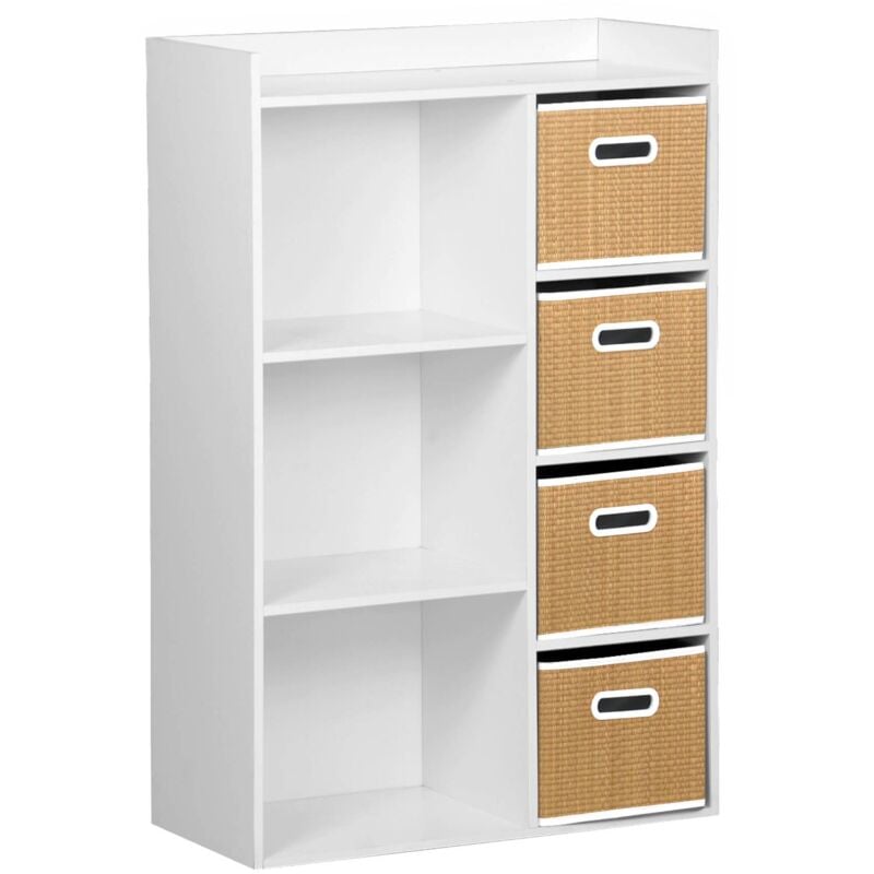 Sweeek - Aufbewahrungsmöbel für Kinder 4 Körbe Pflanzenfaser