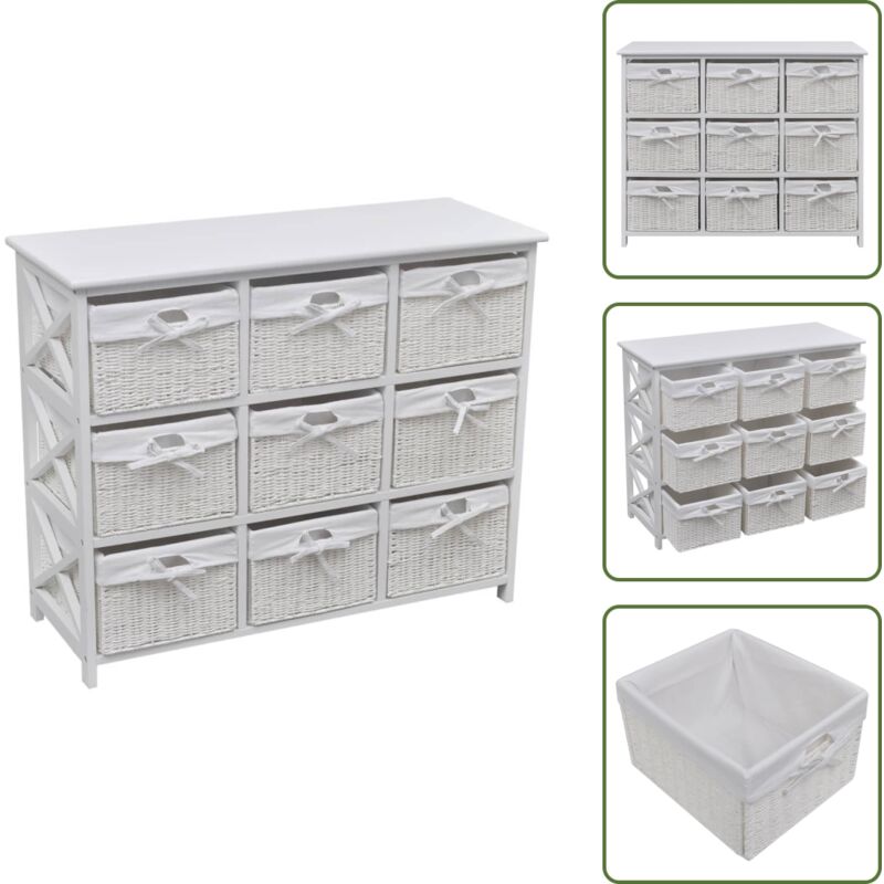 Kommode mit Körben Weiß - Kommode - Aufbewahrungsraum - Wohnzimmermöbel - Schlafzimmermöbel - Garderobe