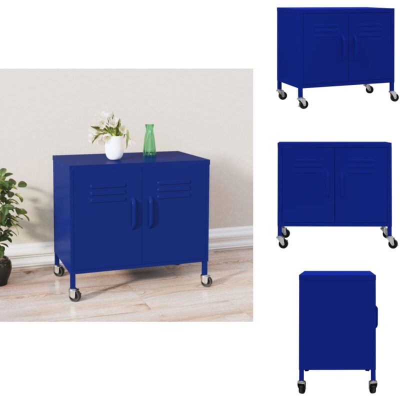 Lagerschrank Marineblau 60x35x56 cm Stahl - Schreibtischschublade - Lagerschrank - Garderobe - Bürobedarf - Aufbewahrungsbox