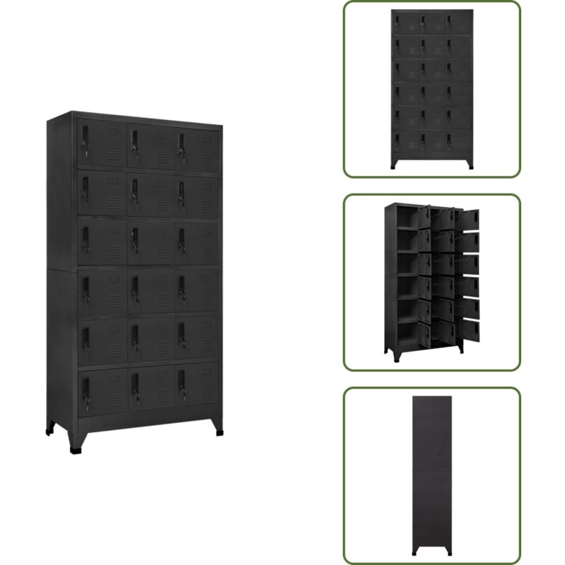 Schließfachschrank Anthrazit 90x40x180 cm Stahl - Metallschrank - Schliessfachschrank - Bürobedarf - Aufbewahrungsbox - Garderobe
