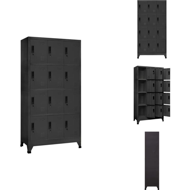 Schließfachschrank Anthrazit 90x45x180 cm Stahl - Schliessfachschrank - Metallschrank - Garderobe - Bürobedarf - Lagerraum