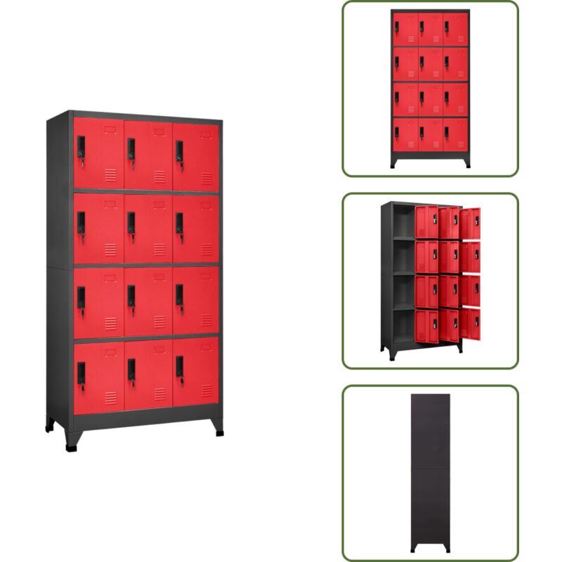 Vidaxl - Schließfachschrank Anthrazit und Rot 90x45x180 cm Stahl - Schliessfachschrank - Metallschrank - Garderobe - Bürobedarf - Lagerraum