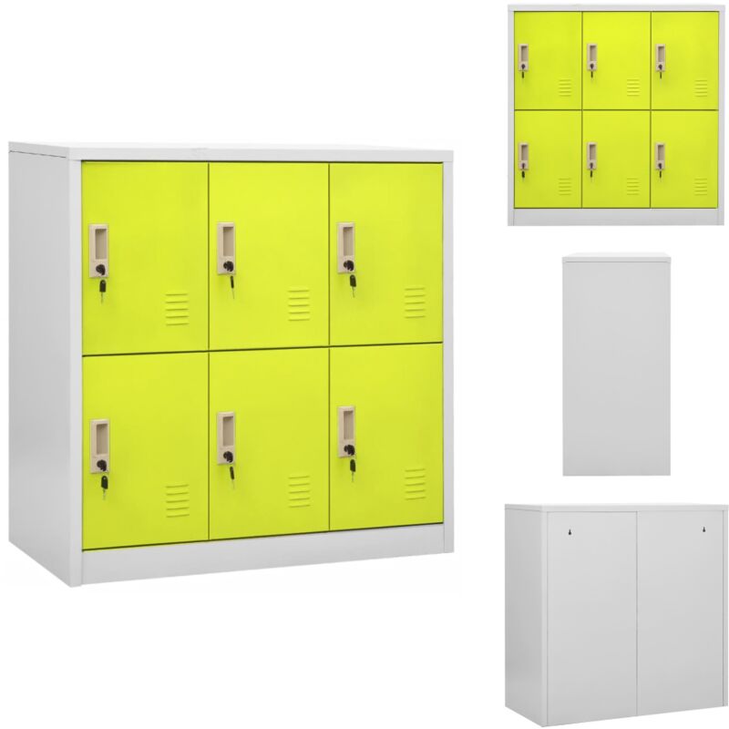 Schließfachschrank Hellgrau und Grün 90x45x92,5 cm Stahl - Schliessfachschrank - Metallschrank - Bürobedarf - Aufbewahrungsbox - Garderobe