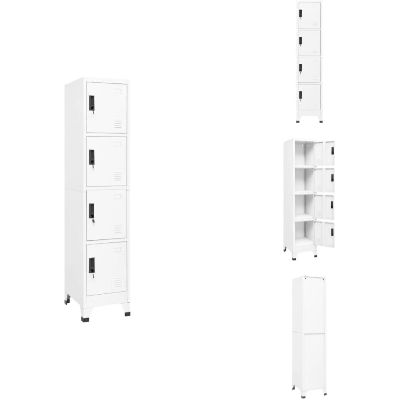 Schließfachschrank Weiß 38x45x180 cm Stahl - Metallschrank - Schliessfachschrank - Bürobedarf - Aufbewahrungsbox - Garderobe