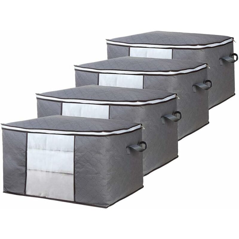 Aufbewahrungstasche für Kleidung, 4er-Set, große Aufbewahrungstasche aus Vliesstoff unter dem Bett mit Griff für Bettdecken, Kleidung, Bettdecken,