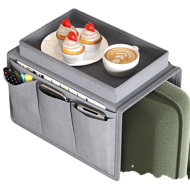 Aufbewahrungstasche für Sofa-Armlehnen, Sofa-Armlehnen-Organizer mit 5 Fächern und Ablage, Organizer für Tablets, Handys, Bücher, Zeitschriften,