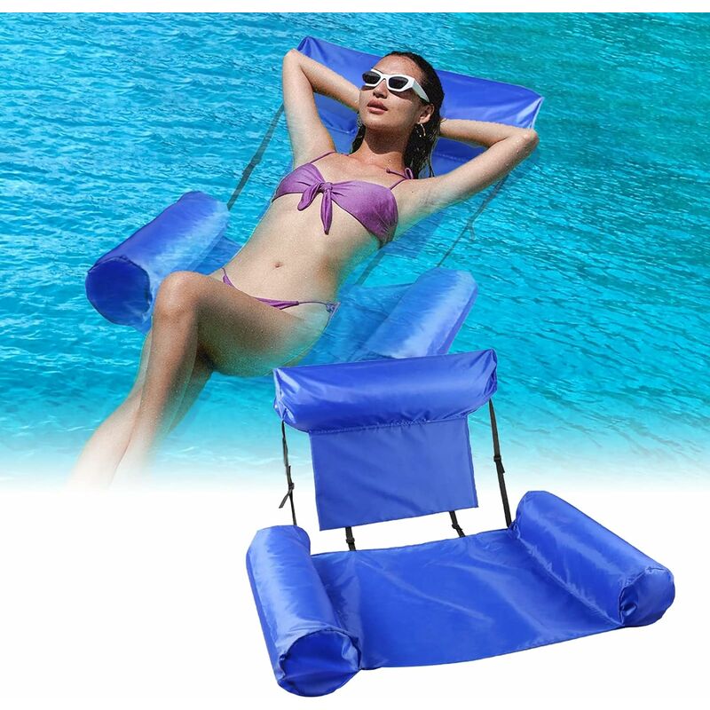 Mumu - Aufblasbare Schwimmbad-Hängematte, 4-in-1 schwimmende Hängematte, aufblasbarer Stuhl, aufblasbare Matratze für Erwachsene, mit manueller