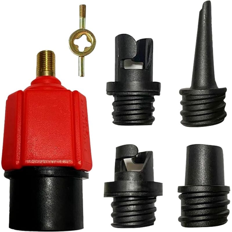Aufblasbarer Ventiladapter, Luftventil-Düsenadapter, mit 4 Düsen Sup-Pumpenadapter, Luftventiladapter für Kajaks, Schlauchboote, SUP-Paddel,