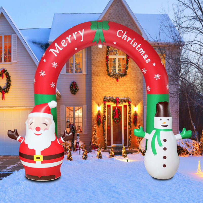 Aufblasbarer Weihnachtsbogen, 94 Zoll Weihnachts-Schlauchboote, Aufblasbarer Weihnachtsmann- und Schneemannbogen, Aufblasbarer Weihnachtsbogen