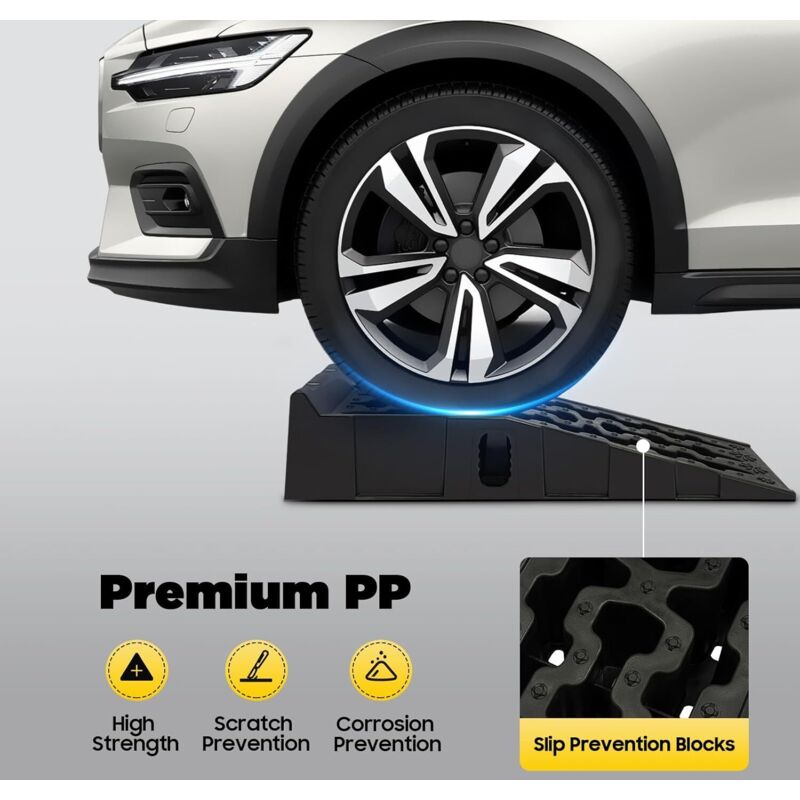 Auffahrrampe Schwerlast Hebebühne PKW Auffahrrampen-Set 1 Paar Laderampe Auto Rampen Kunststoff Autoreifen Anti-Rutsch Für SUV Bis 7.25Tonnen/16000lbs