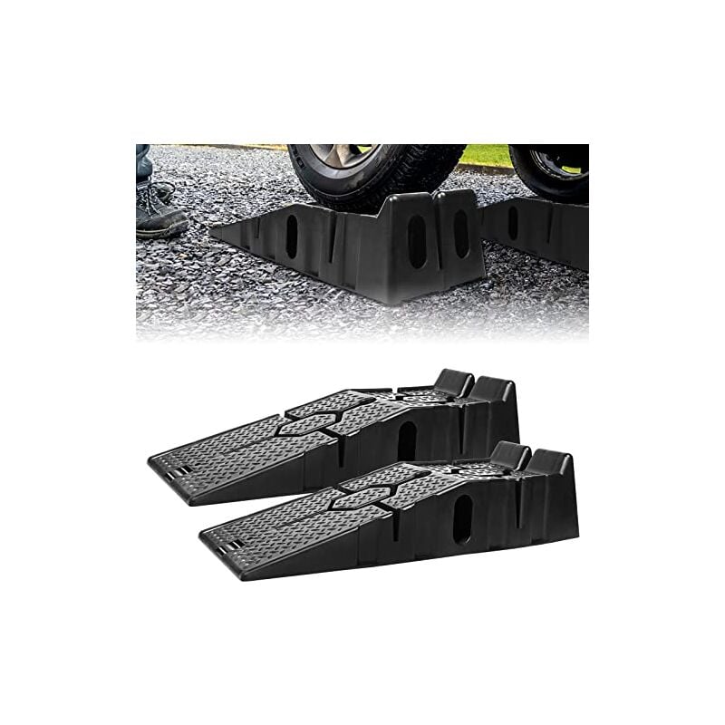 Naizy - Auffahrrampen 2 Stück Kunststoff Laderampe kfz Rampe-Set 903322.5cm Auffahrt Plattform bis 2.5 Tonnen Belastung Hebebühne Auffahrkeile