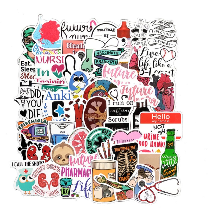 Aufkleber für medizinisches Personal, wasserfeste Etiketten, Graffiti, Spielzeug, Laptop, Fahrrad, Gitarre, Skateboard, Kinder, Bastelbedarf, 50