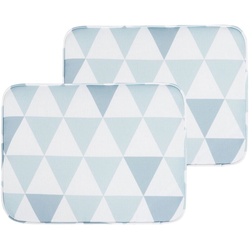 Sitzkissen Set 2 Auflagen für Gartenstühle Dreieck-Motiv Blau/Weiß für Garten für Balkonset