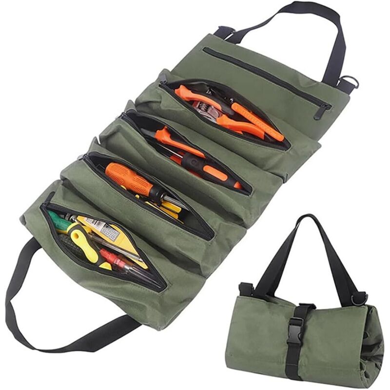 Aufrollbare Werkzeugtasche, robuster Werkzeug-Organizer, tragbare Werkzeug-Aufbewahrungstaschen, wasserdichte Tasche aus Oxford-Gewebe mit