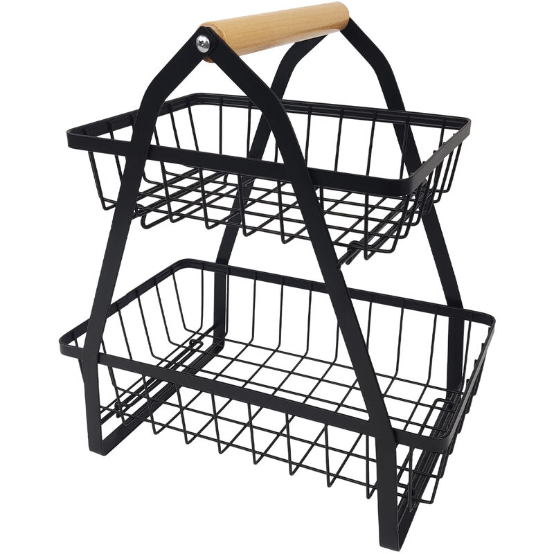 AUFUN 2 tier Obst Etagere, Obstkorb Rack Obstschale aus Metall, Abnehmbar Obst Halter Küche Ablagekorb