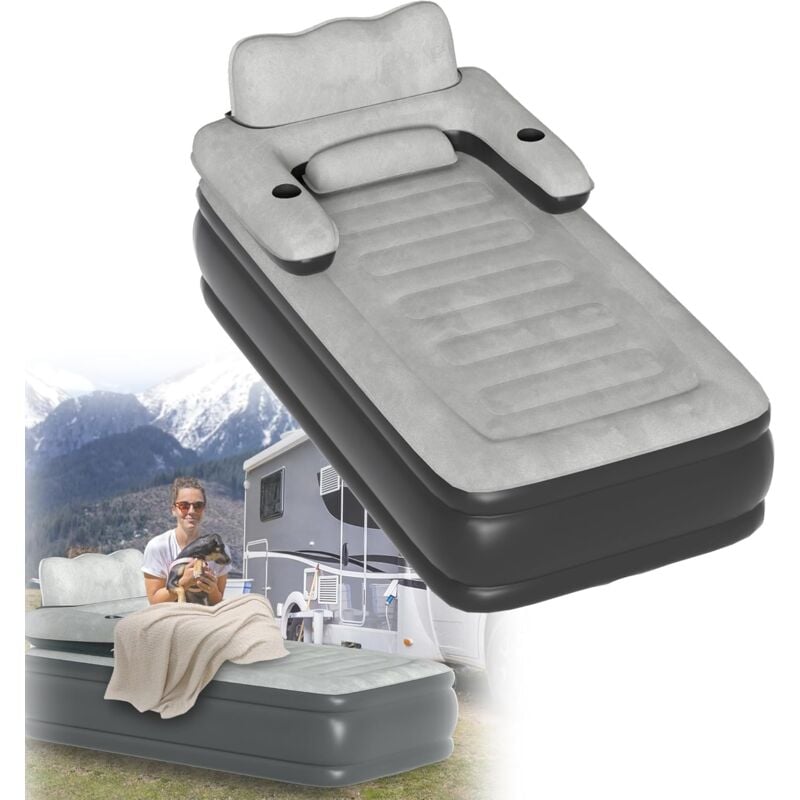 AUFUN Luftmatratze Camping Selbstaufblasend Luftbett Aufblasbare Matratze mit Eingebauter Elektrischer Pumpe Mit Handgepäckstück (Luftbett 1 Personen