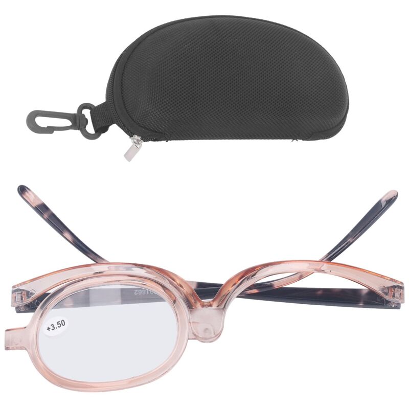 Augenbrille zum Schminken, tragbare Lesebrille für Alterssichtigkeit, aufklappbare und drehbare Lupe, Einzellinse für Damen +3,50