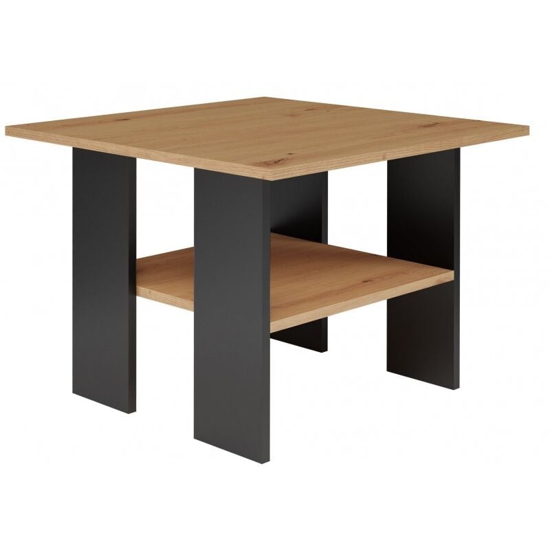 Topeshop - aura - Couchtisch caréé industrieller Stil - 60x60x45 cm - Couchtisch Holzdekor