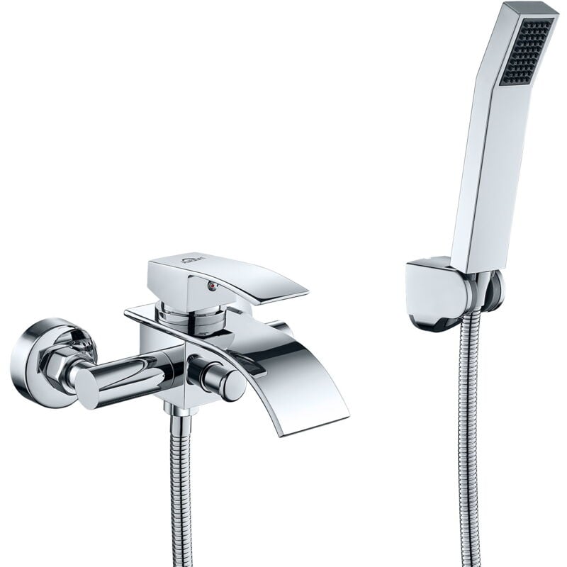 Auralum - klassisch Badewanne Duschset mit Handbrause, Chrom Badewannenarmatur, Duschsystem Duschset für Badewanne und Badezimmer