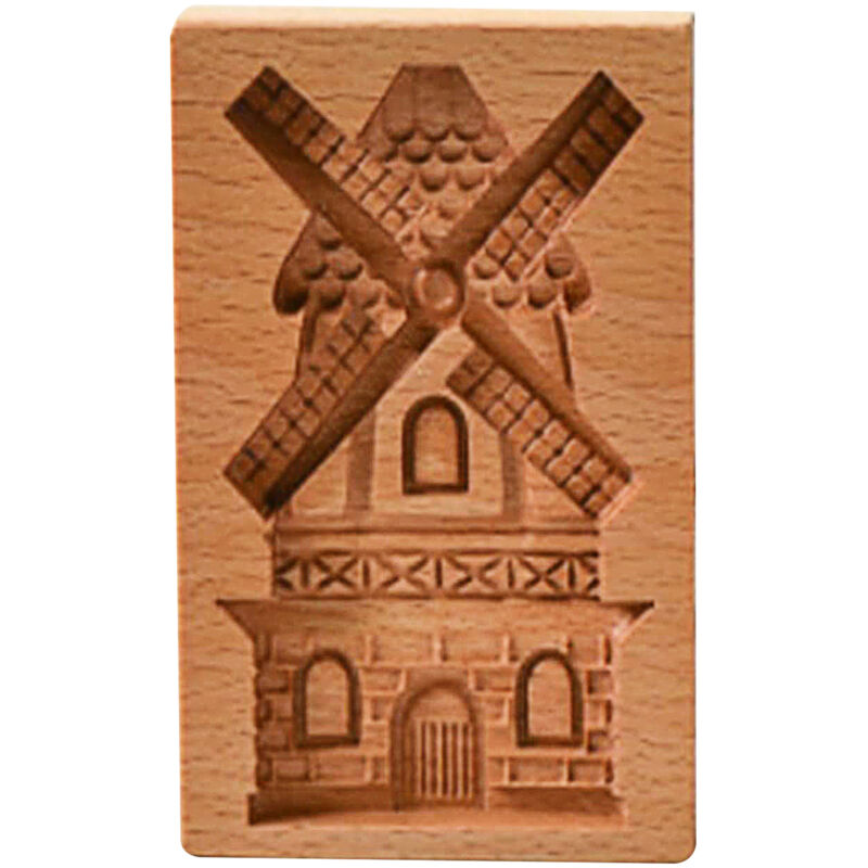 Ausstechform aus Holz, Küchenausstecher, Lebkuchenstempel, Kekspresse, Formen, Tannenzapfen, Provence-Rose, Ausstechform für Kekse (Windmühlen)