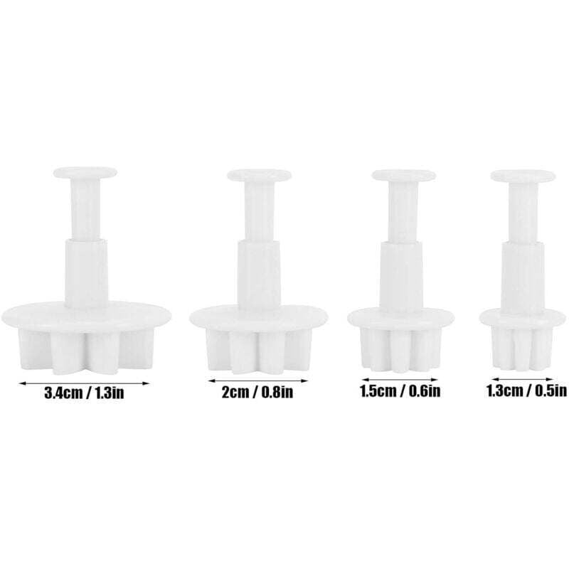 Ausstechformen in Blumenform, 4 Stück, Fondantformen in Blumenform, Tortendekorationszubehör, Backzubehör, Ausstechformen zum Backen, Backutensilien