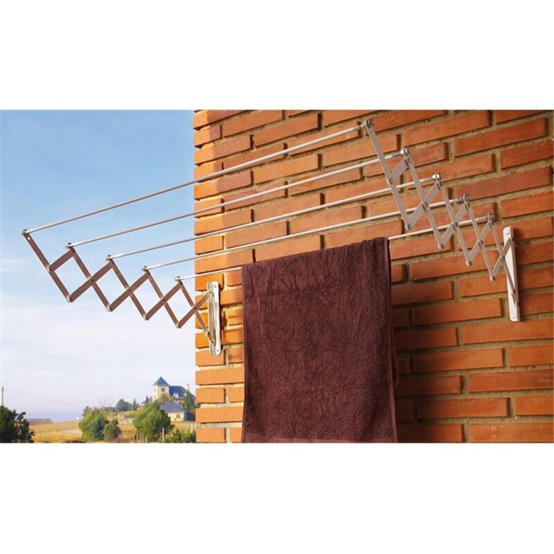 Cuncial - Ausziehbare Akkordeon-Wäscheleine aus weißem Epoxidharz, 180 cm