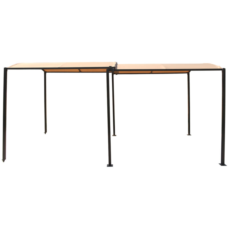 Ausziehbare Schiebepergola und Carport 9m² bis 16m² grau und beige ICARIA