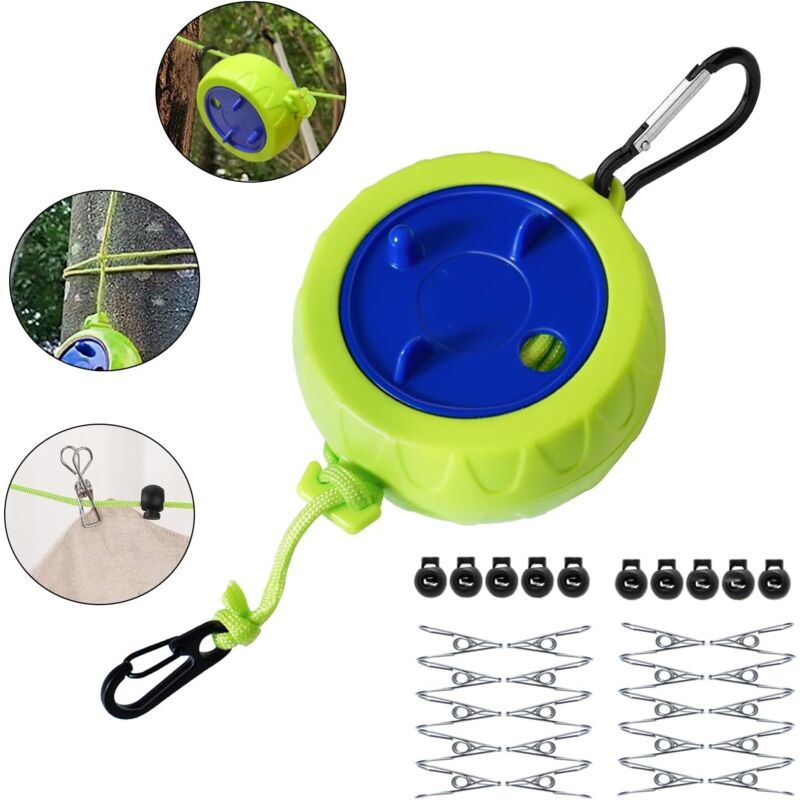 Ausziehbare Wäscheleine, 10 m, tragbar, für Camping, Outdoor, Badezimmer, Wäscheleine für Camping, Outdoor, Garten, Reisen