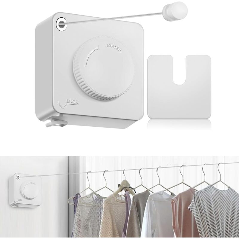 Ausziehbare Wäscheleine für Balkon und Balkon, 4,8 m lange, ausziehbare Wäscheleine aus Edelstahl für den Außenbereich, ausziehbarer Wäscheständer,