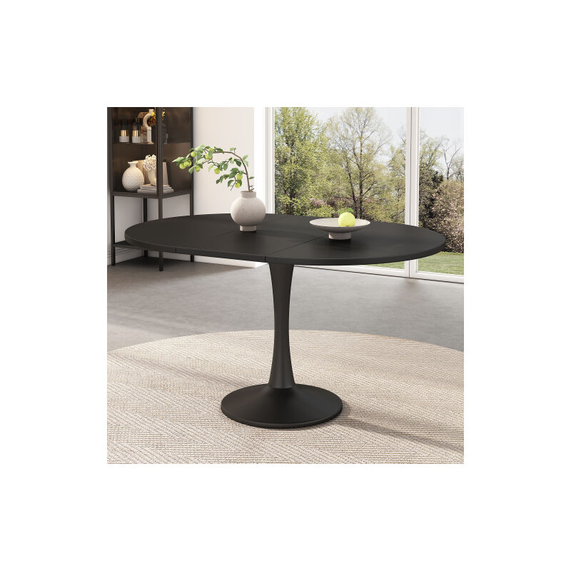 Okwish - Ausziehbarer Esstisch 100/140x100x75 cm Freizeit-Couchtisch, schlichter und moderner Esstisch, schwarz