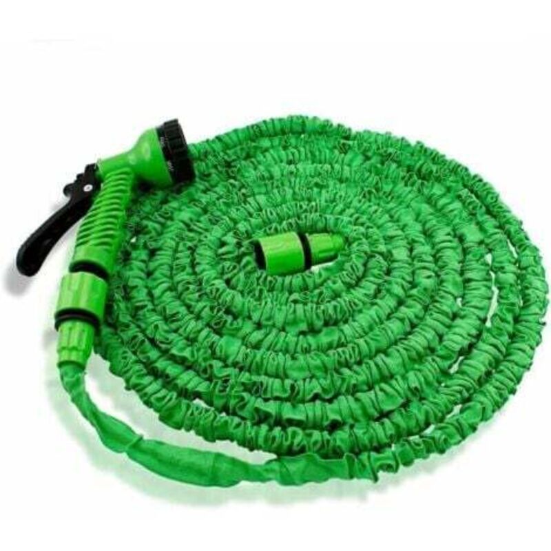 SNQ - Ausziehbarer Gartenschlauch, flexibler und stärkerer Deluxe-Gartenschlauch mit Sprühdüse – 50 Fuß –