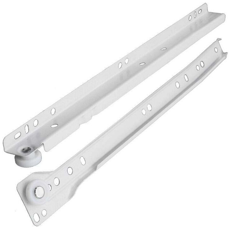 Auszugsschublade für Küchenschränke und Küchenmöbel, Stahlschiene – 300 mm, 30 kg Tragkraft, teleskopierbar, 1 Paar – Weiß