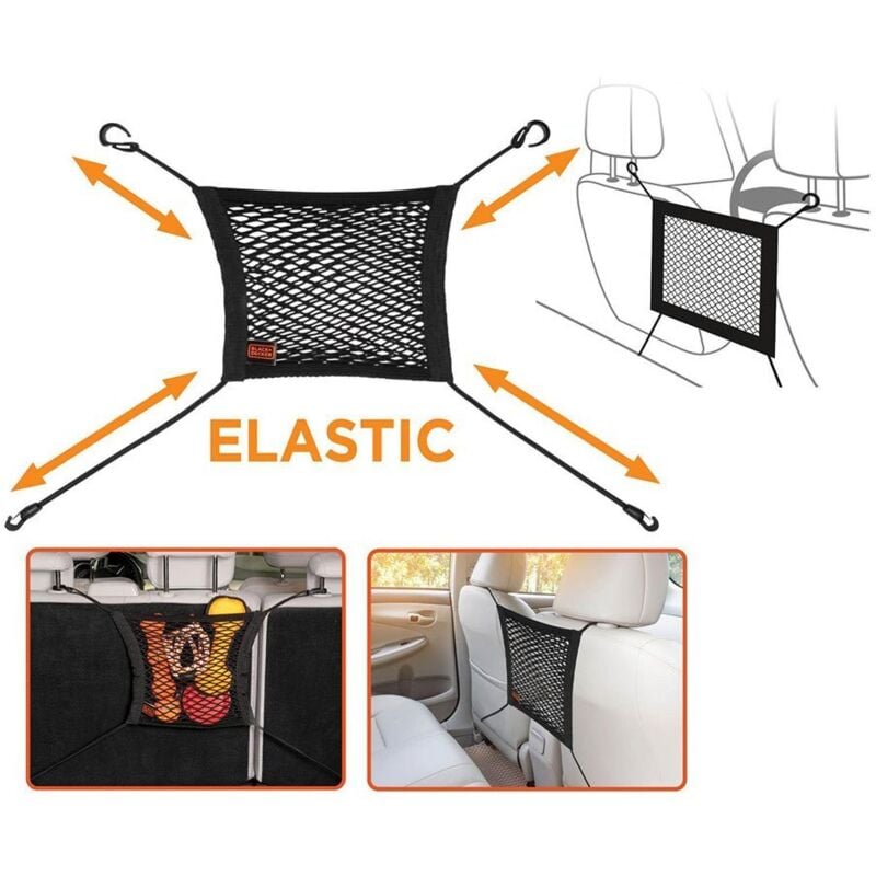 Black&decker - black+decker Car Organiser Red de Aufbewahrung - Red de Kofferraum 30 x 28 cm - Tasche de Red für den Rücksitz - für Various Objects