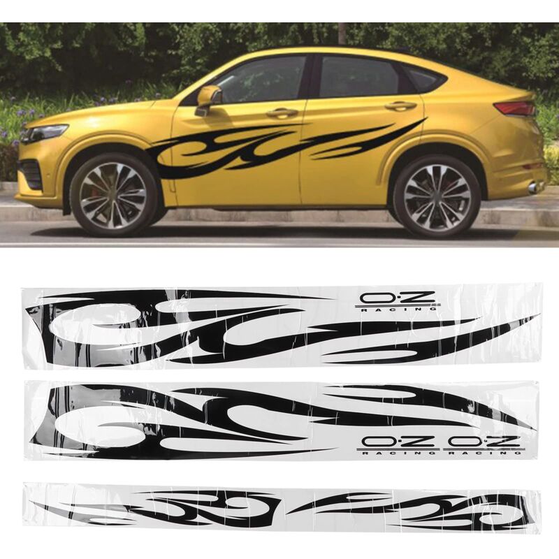 Ej.life - Auto Auto Karosserie Seitenaufkleber, PVC-Karosserie-Streifen-Aufkleber-Aufkleber , 3pcs Auto-Karosserie-Aufkleber Flammen-Abziehbilder