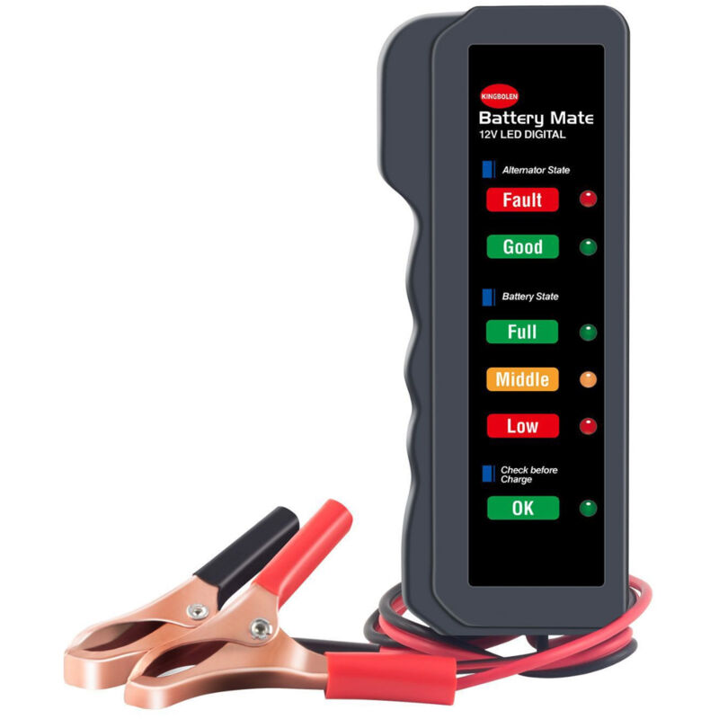 Auto-Batterie-Alternator-Tester 12V LED Ladeanalysator für den Zustand der Autobatterie mit Kupferclip, digitaler Alternator-Tester für Motorrad und