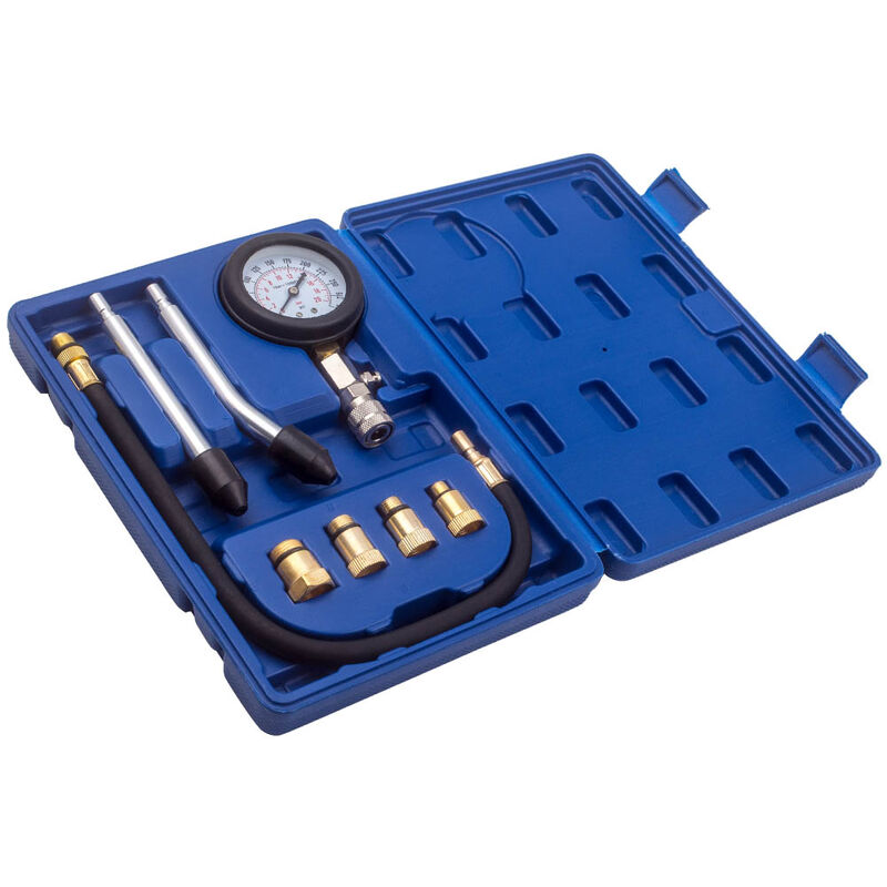 Auto Benzin Zylinder Kompressor Druck Tester Manometer kfz WerkzeugKompressionstester Kompressionsprüfer Benzin pkw/lkw Tester Megert 8tlg.