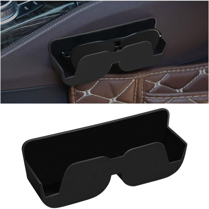 Auto Brillenhalter, Auto Sonnenbrillenetui, Universal Aufkleber Auto Brillenhalter, Selbstklebende Schutzbox für Auto Brillenzubehör (Schwarz)