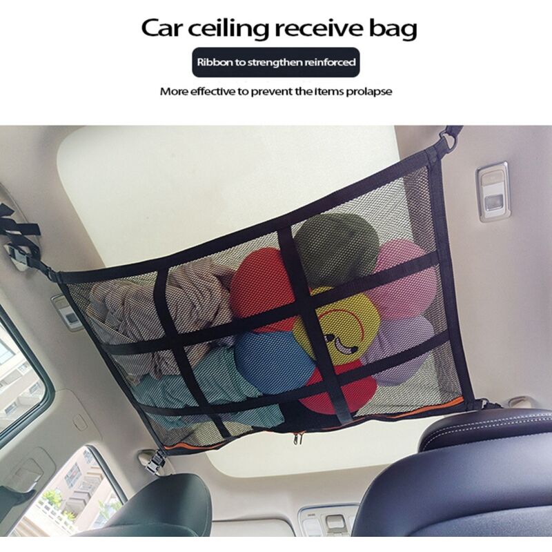 Auto Decken Aufbewahrung Netz Tasche 90X65Cm Auto Dach Innen GepäCk Netz Tasche Tragbare Kofferraum Auto Aufbewahrung Tasche für Van SUV