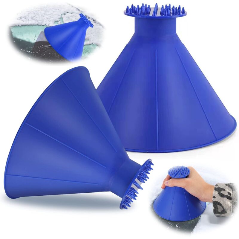 Auto Eiskratzer Rund,2 Stück Auto Eiskratzer,Auto Eiskratzer mit Trichter Rund,Auto-Eiskratzer mit Trichter 360 Grad Autoscheiben Eisschaber für Auto