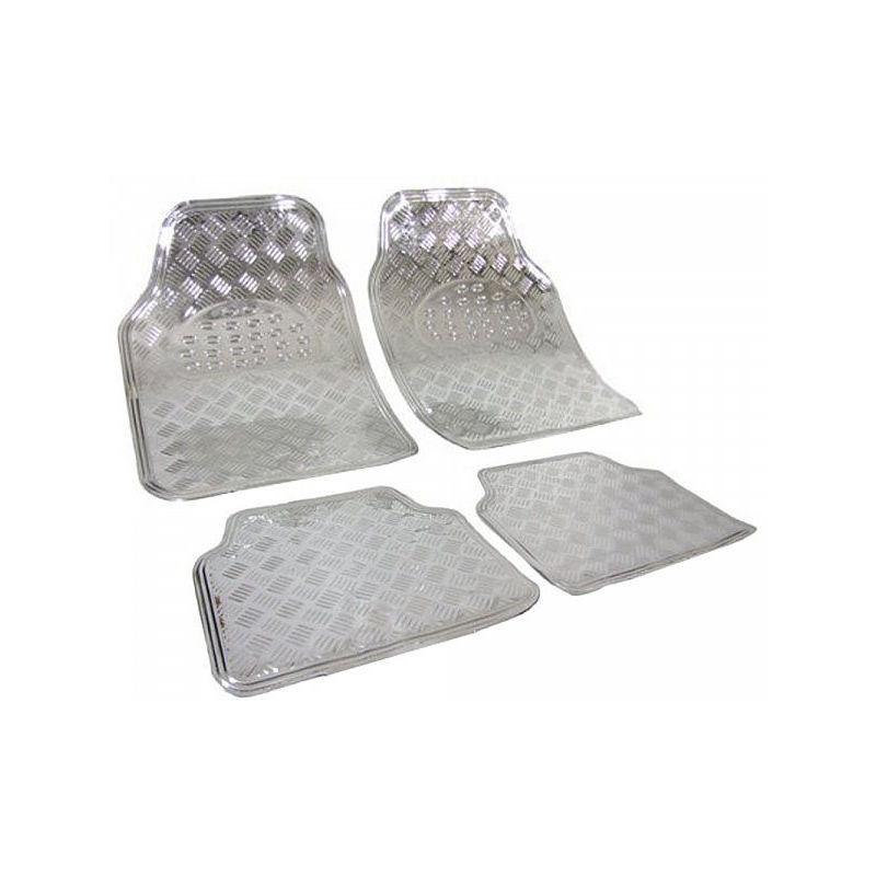 Universal Auto Fußmatten 4-teilig Alu Chrom Optik Riffelblech Silber - Woltu