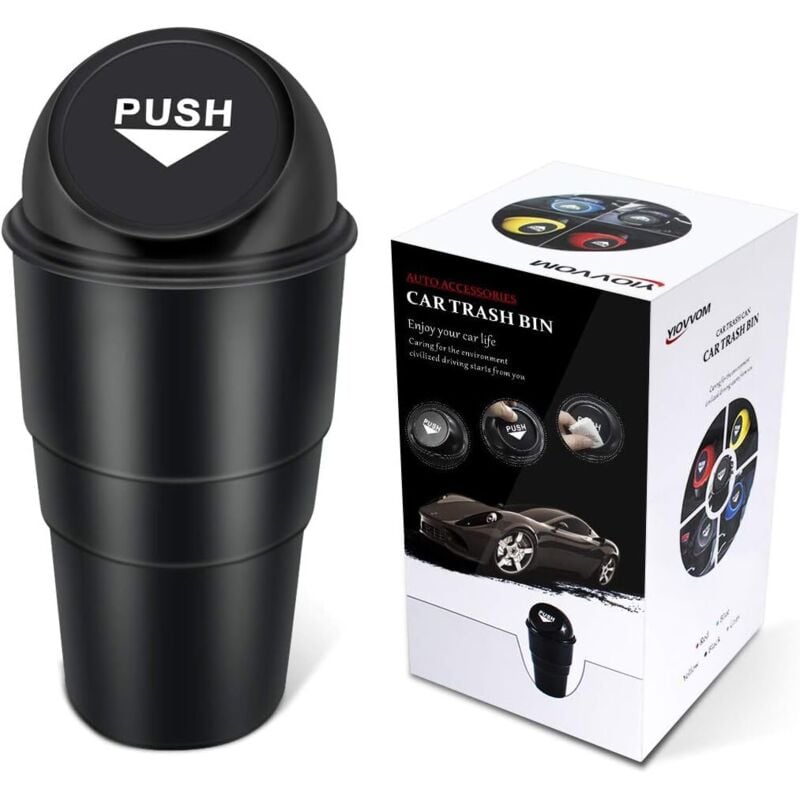 Auto-Getränkehalter, Mülleimer, kleiner Mini-Mülleimer, Auto-Mülleimer für Auto, Büro, Zuhause (schwarz)